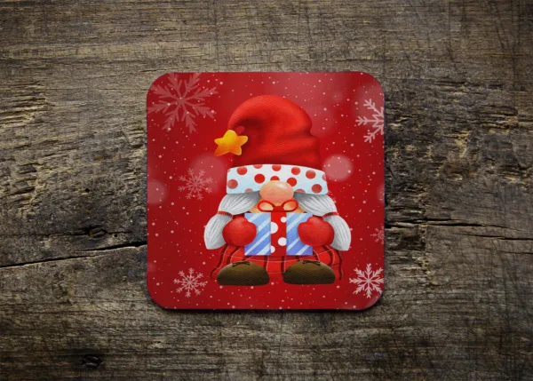 Gnome Christmas Coaster 4 Ct